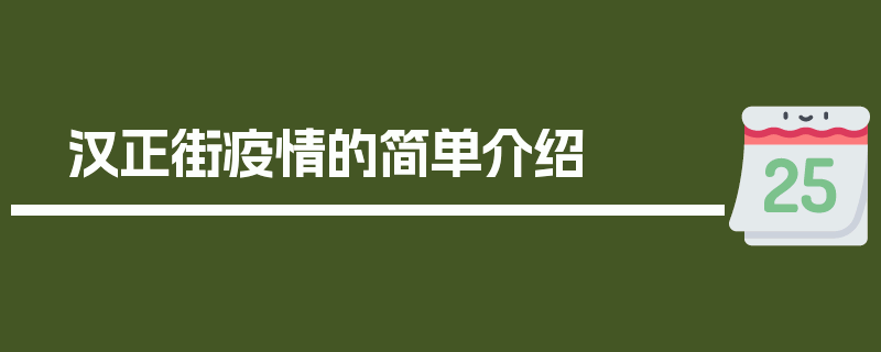 汉正街疫情的简单介绍