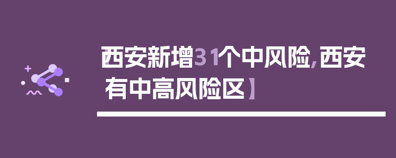 【西安新增31个中风险,西安有中高风险区】