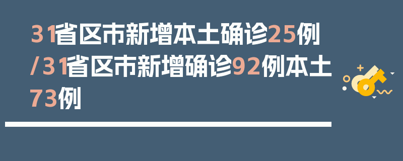 31省区市新增本土确诊25例/31省区市新增确诊92例本土73例