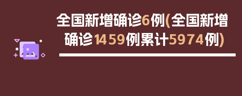全国新增确诊6例(全国新增确诊1459例累计5974例)