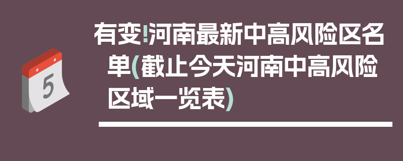 有变!河南最新中高风险区名单(截止今天河南中高风险区域一览表)