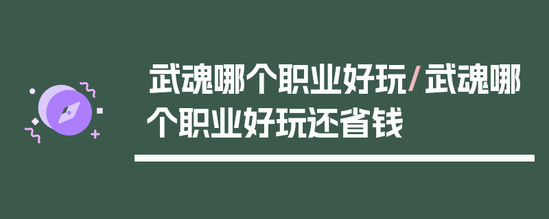 武魂哪个职业好玩/武魂哪个职业好玩还省钱