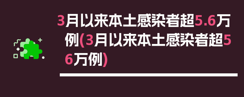 3月以来本土感染者超5.6万例(3月以来本土感染者超56万例)