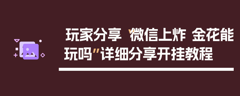 玩家分享“微信上炸 金花能玩吗”详细分享开挂教程