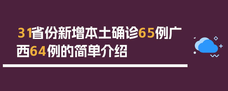 31省份新增本土确诊65例广西64例的简单介绍