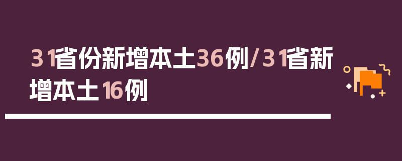 31省份新增本土36例/31省新增本土16例