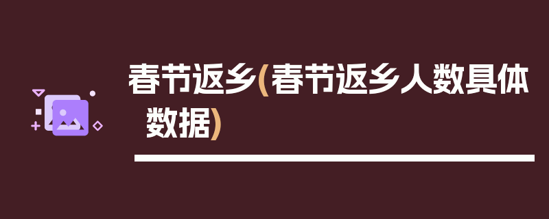 春节返乡(春节返乡人数具体数据)