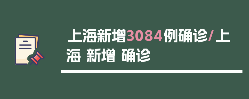 上海新增3084例确诊/上海 新增 确诊