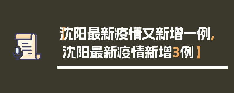 【沈阳最新疫情又新增一例,沈阳最新疫情新增3例】