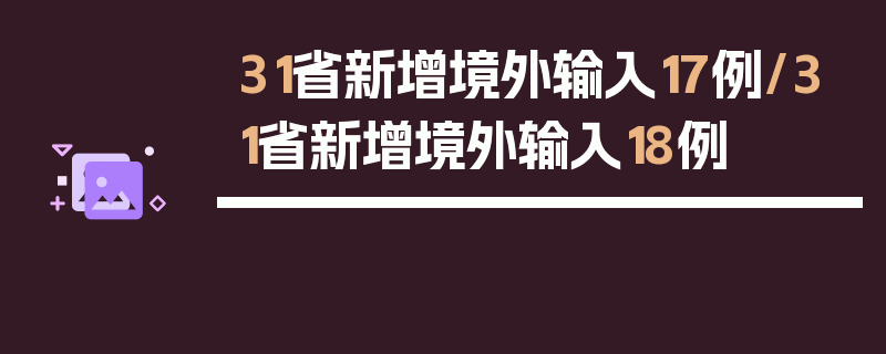 31省新增境外输入17例/31省新增境外输入18例