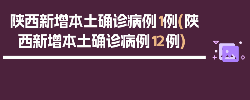 陕西新增本土确诊病例1例(陕西新增本土确诊病例12例)
