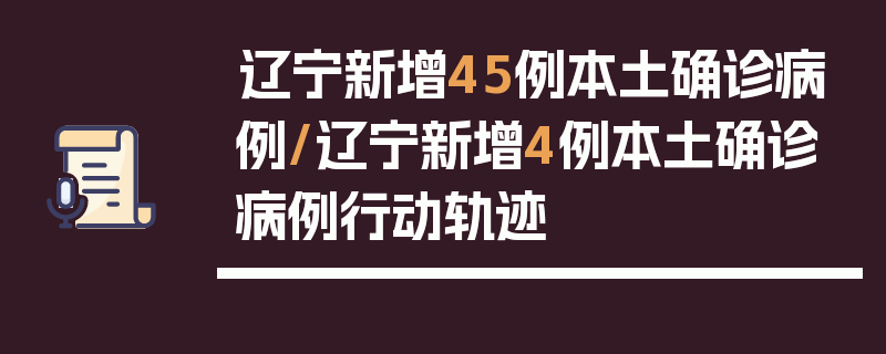 辽宁新增45例本土确诊病例/辽宁新增4例本土确诊病例行动轨迹