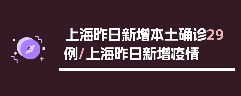 上海昨日新增本土确诊29例/上海昨日新增疫情
